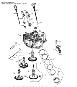 Kt725-3108 Crankcase Diagram and Parts List for KT725-3108  Cub Cadet Engine